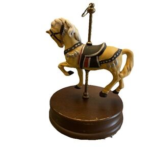 Vintage 1990's Impulse Giftware Carousel Horse Music Box Works And Spins!